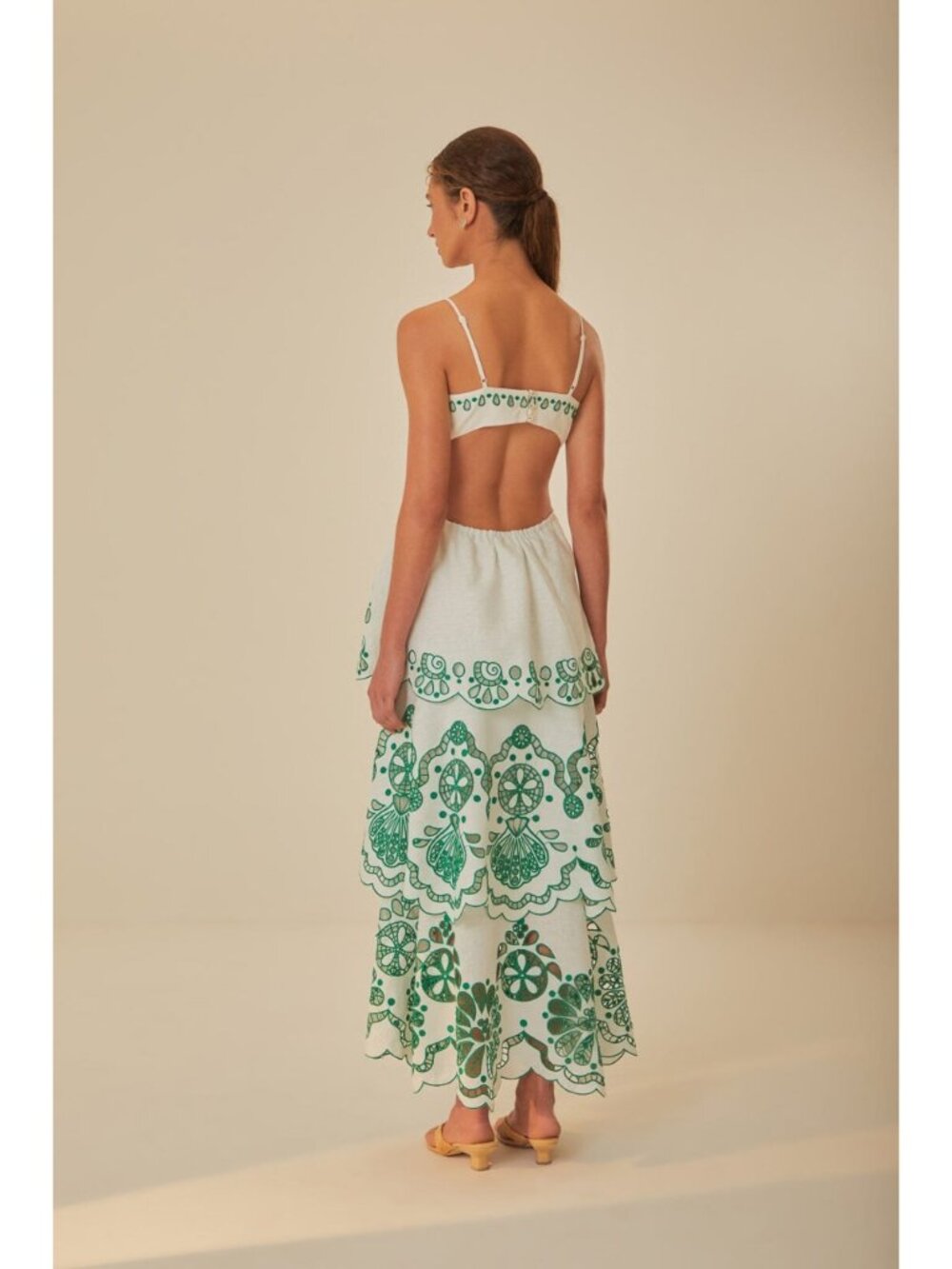 FARM Rio Flower Richelieu Linen Embroidered Midi Dress XS EUC - Picture 9 of 16